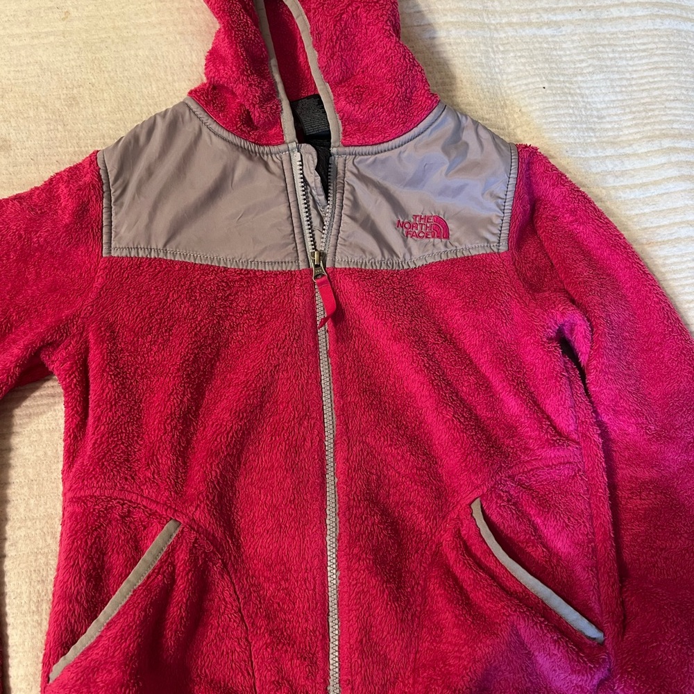The North Face Pink and Gray girls Fleece Jacket M (10/12)
